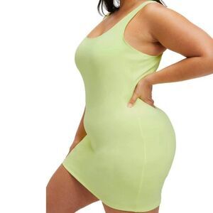 Good American Good Compression Scuba Knit Mini Dress Green Stretch Size 5 2XL